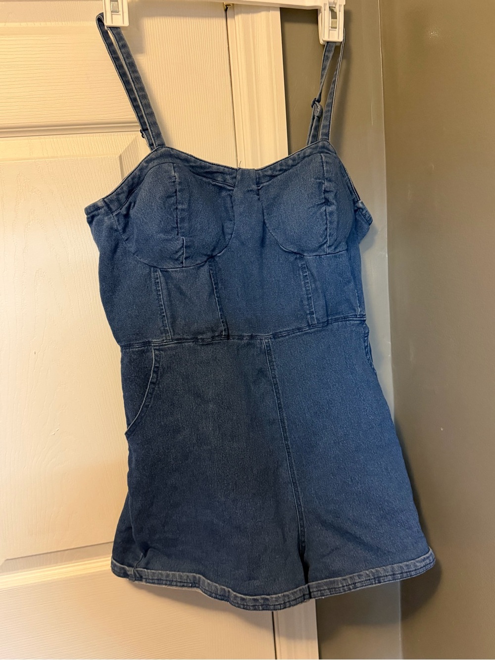 Derek Heart Denim Blue Bustier Romper